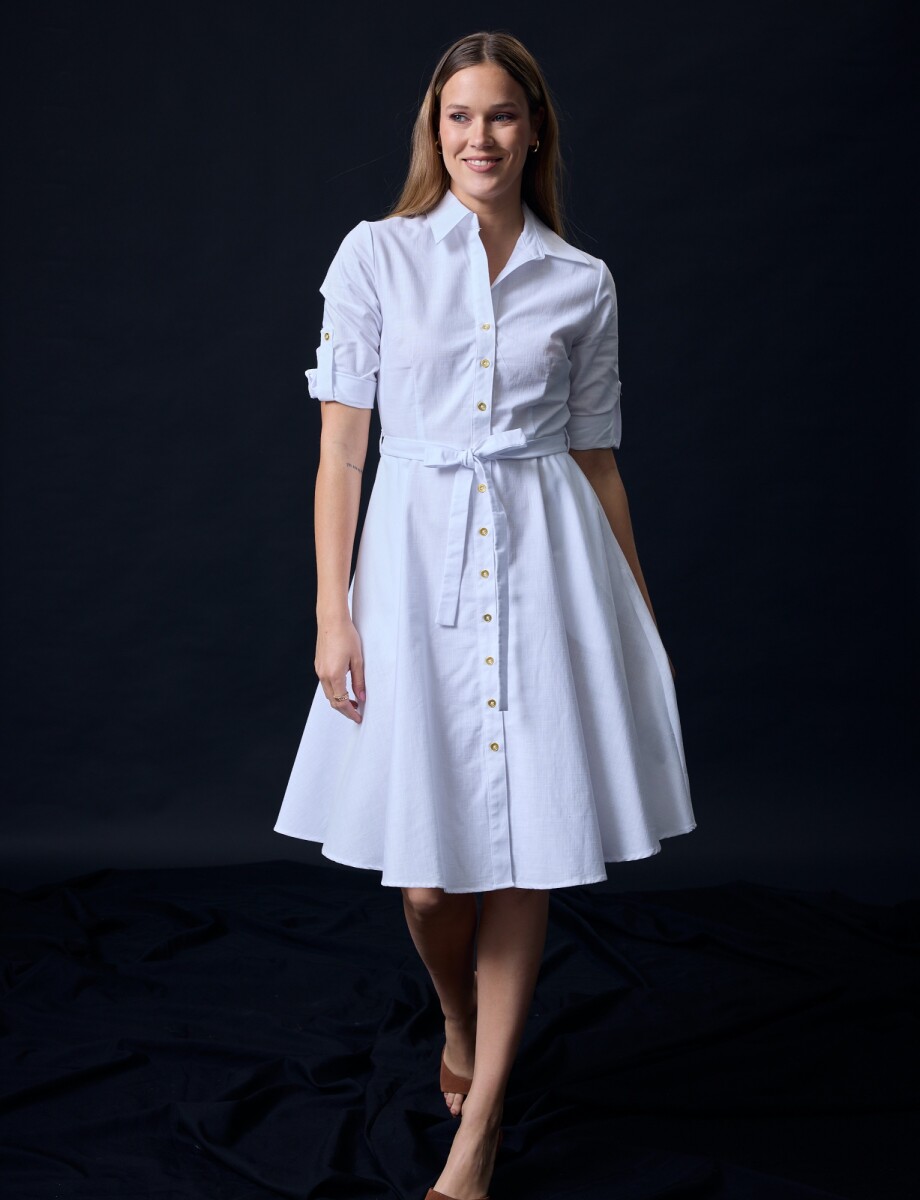Vestido Camisero Lazo - Blanco 