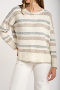Sweater Rayado Gris Melange