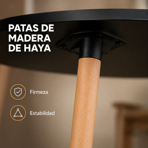 Mesa Comedor ComboHome Milan Redonda Laqueada 80Cm Premium Negro 1
