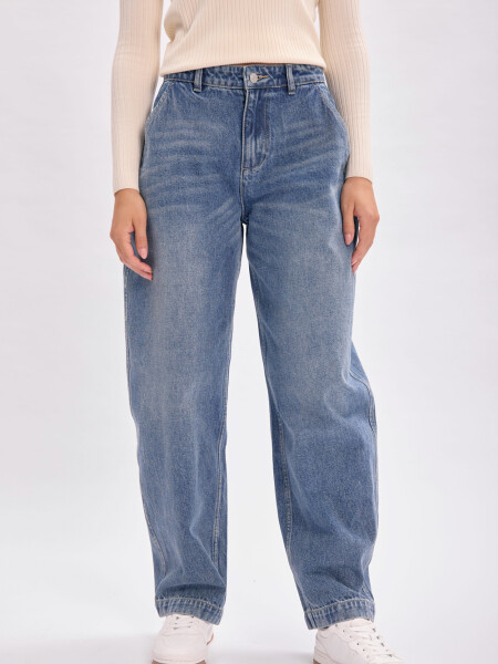 Pantalón jean carrot Azul Medio