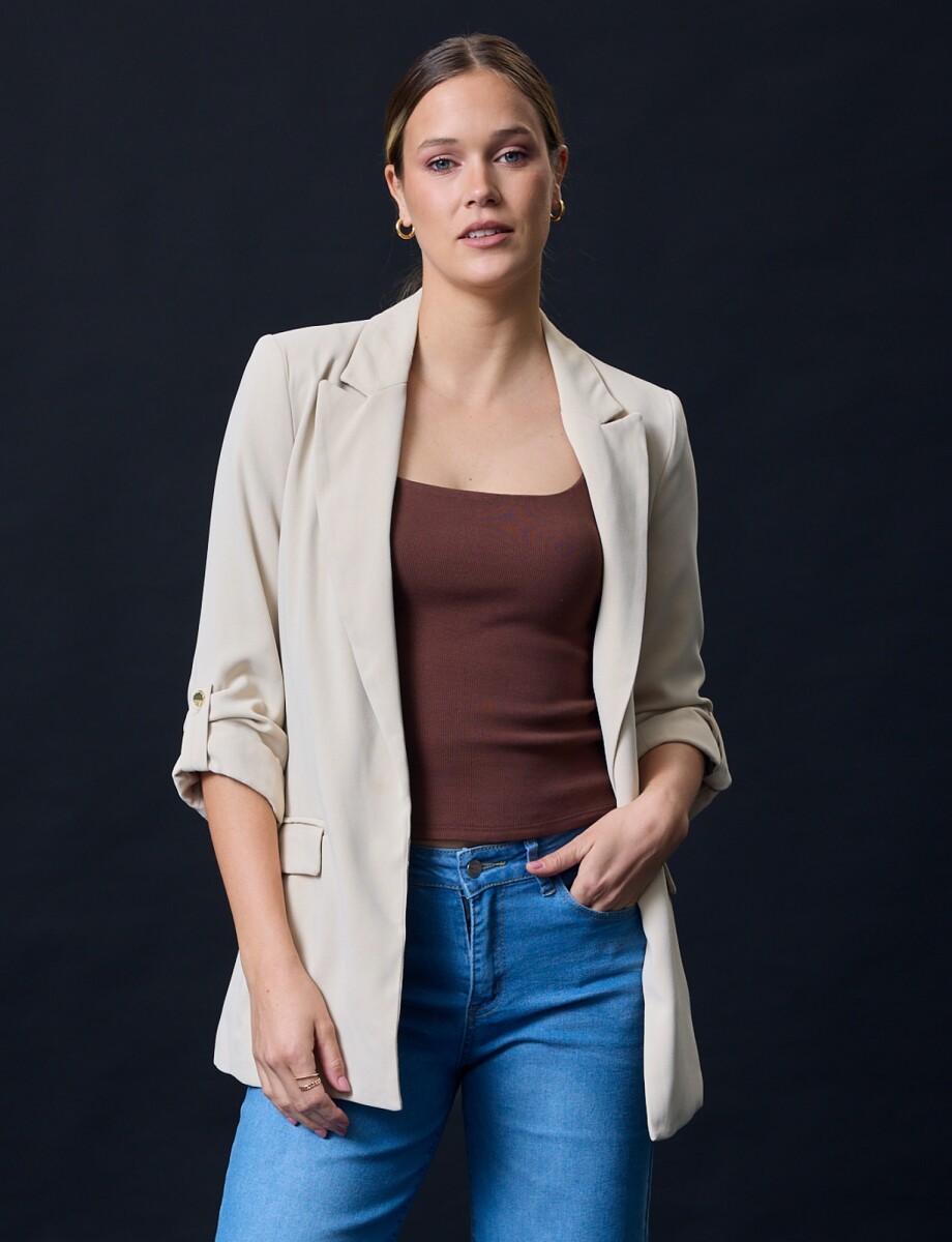 Blazer Manga Botón - Beige 