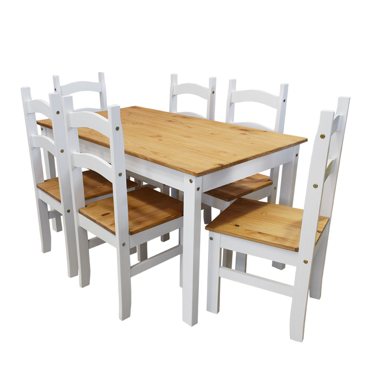 Juego De Comedor 1 Mesa + 6 Sillas Blanco/ Natural Modelo Lucia 