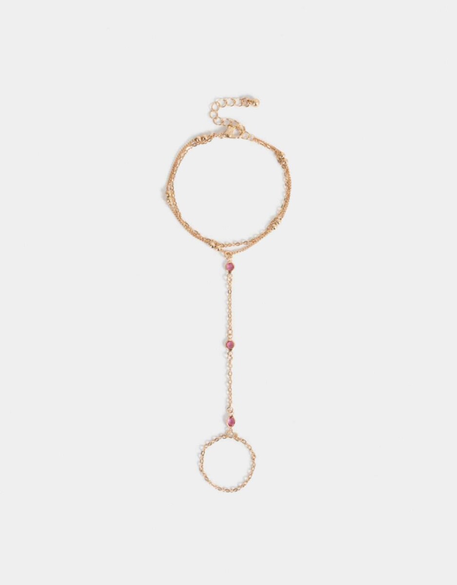 Pulsera Flexible Con Anillo Unido - Dorado 