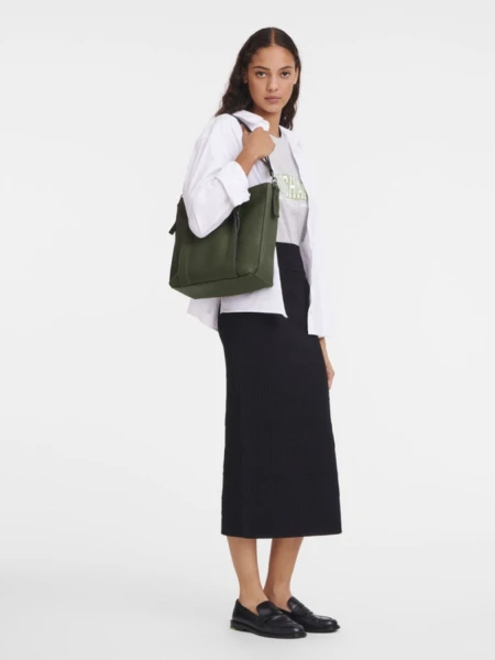 Longchamp -Bolso de hombro talle M, Longchamp 3D Verde