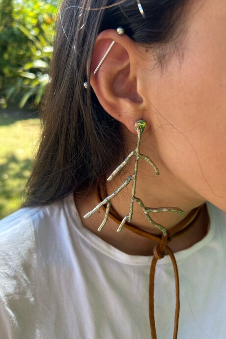 Root Earrings Plateado