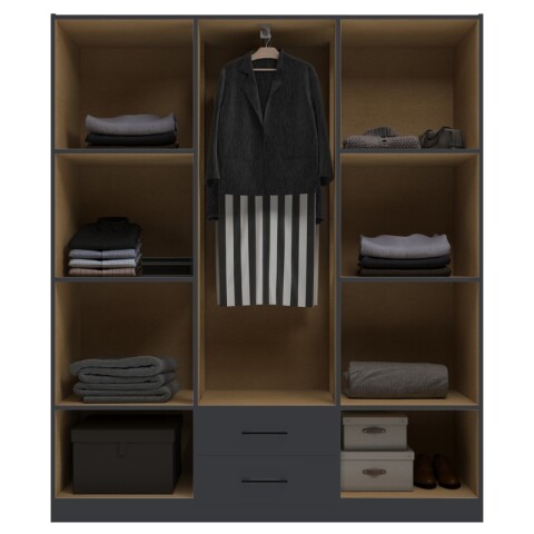 [OUTLET] Ropero Armario 6 puertas 2 cajones con estantes y perchero 172 x 135,9 x 35 cm - Volcano [OUTLET] Ropero Armario 6 puertas 2 cajones con estantes y perchero 172 x 135,9 x 35 cm - Volcano