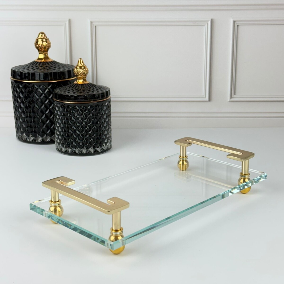 Bandeja Vidrio Rectangular Decorativa 25cm x 13cm 