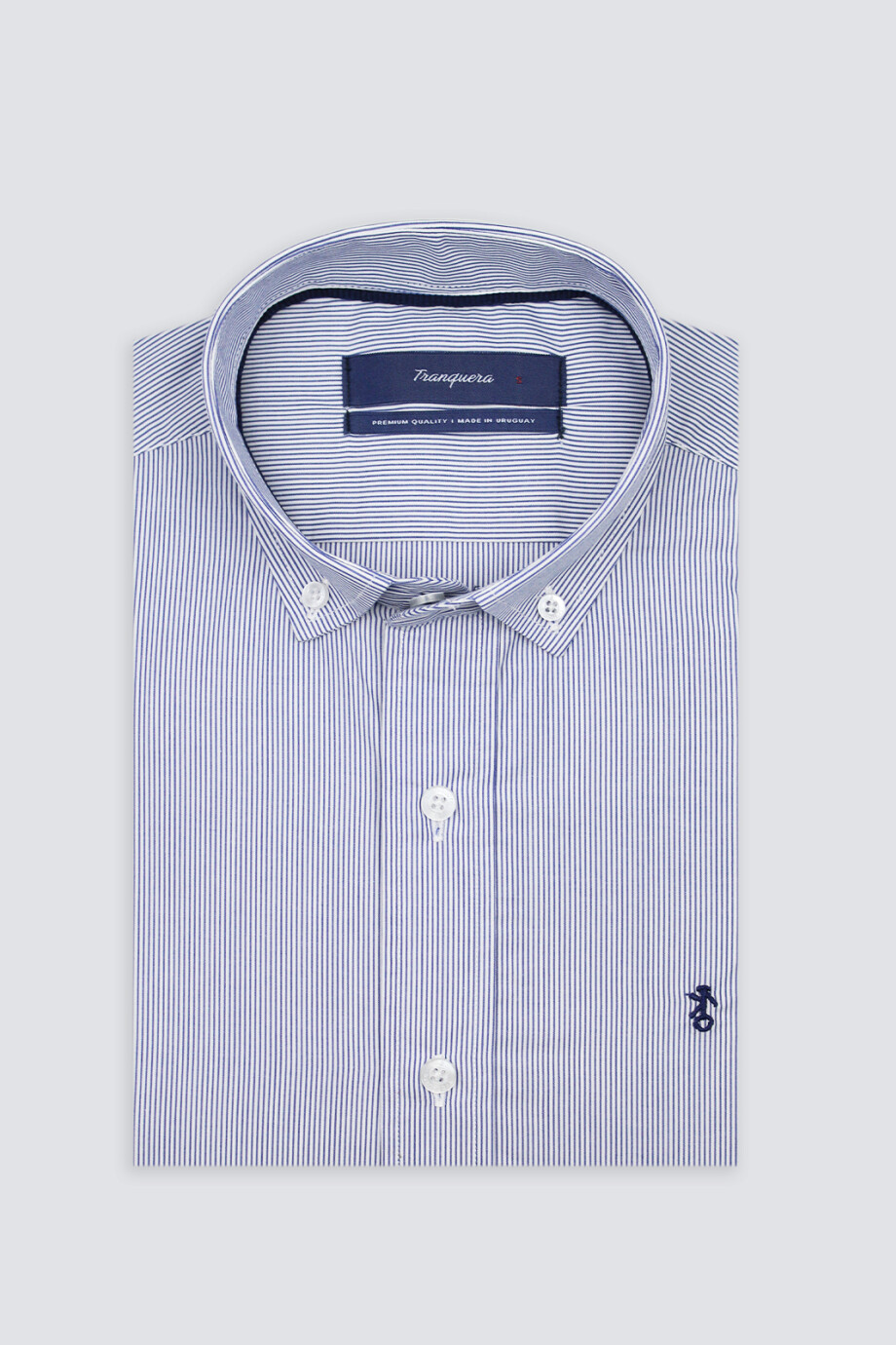 Camisa de Hombre Premium Rayada Raya Azul Fina