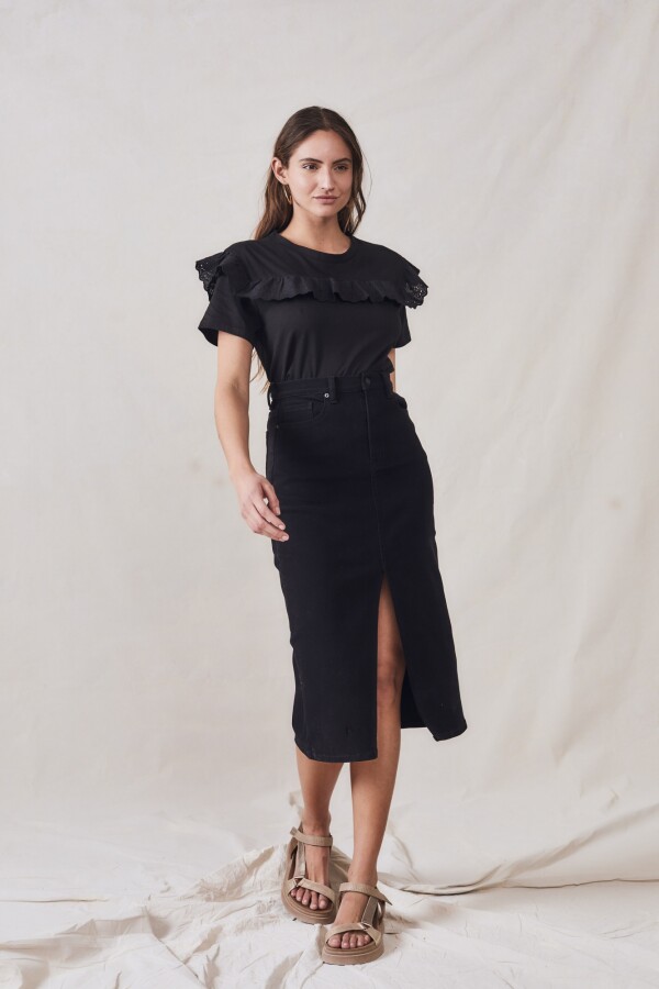 Remera Algodón Combinada Negro
