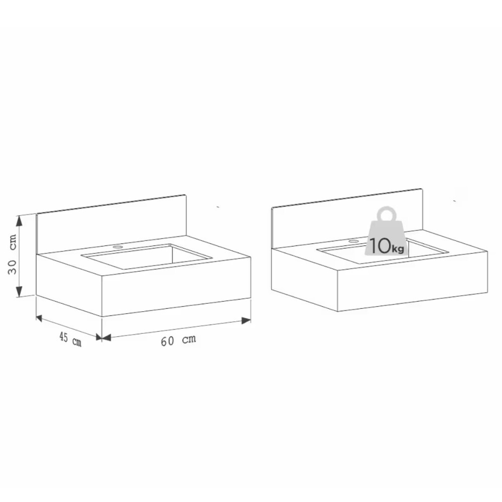 Mueble de baño suspendido de porcelanato Pulpis Napoles 60 cm con bacha incorporada Mueble De Baño Suspendido De Porcelanato Pulpis Napoles 60 Cm Con Bacha Incorporada