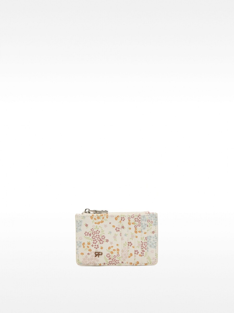 Tarjetero Con Textura Estampado Floral - multicolor 