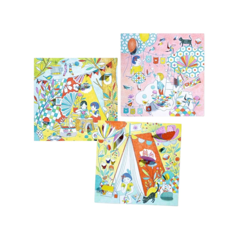 Manualidad Colorea Cabañas Nina Djeco Manualidad Colorea Cabañas Nina Djeco