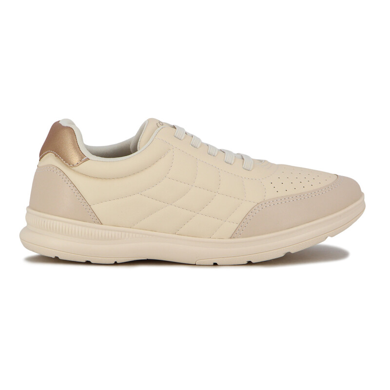 Championes Deportivos Mujer Comfortflex Cordones Elastizados Crema