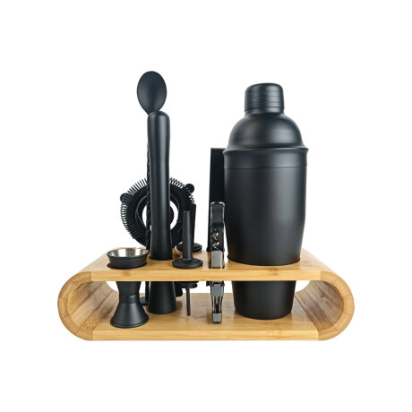 Set De Cocteleria Con Soporte De Madera Unica