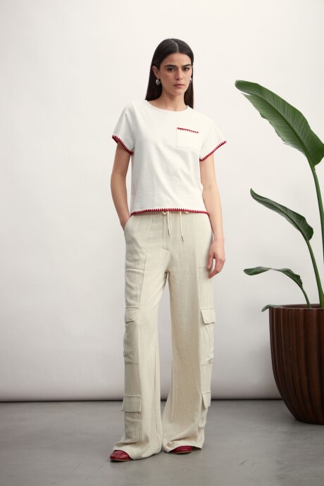 Remera Gloria Blanco/Bordó
