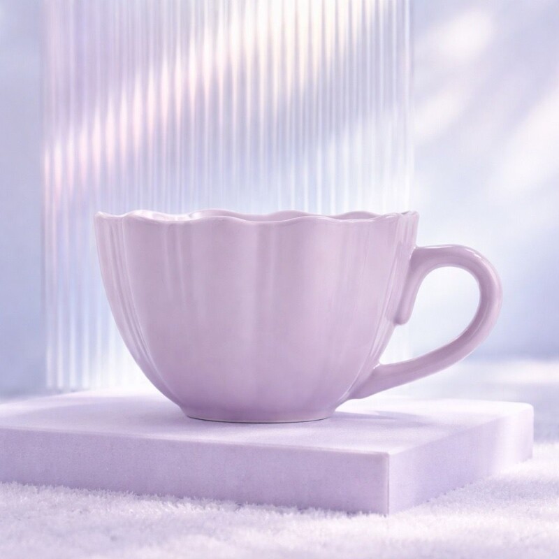 TAZA CERÁMICA FLOR ELEGANTE (240 ML / VIOLETA) TAZA CERÁMICA FLOR ELEGANTE (240 ML / VIOLETA)
