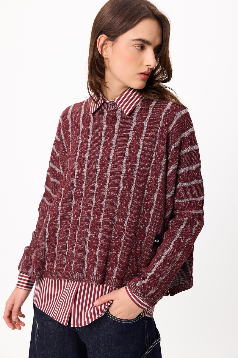 Sweater Oceano Crop Bordeaux/Gris