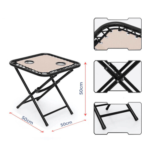 Juego De Jardin Silla Reposera Plegable X2 + Mesa Patio Beige
