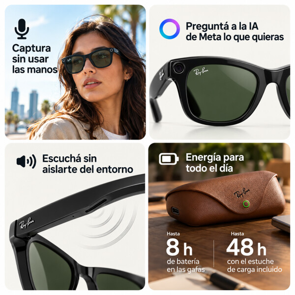 Lentes Inteligentes Ray-ban Meta Wayfarer Large Gen 2 32 Gb LENTES RAY BAN META WAYFARER SMART NEGRO