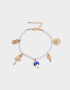 Pulseras Flexibles Azul Pulsera Flexible Perlas Multidijes - Dorado