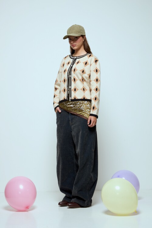 Cardigan geométrico negro