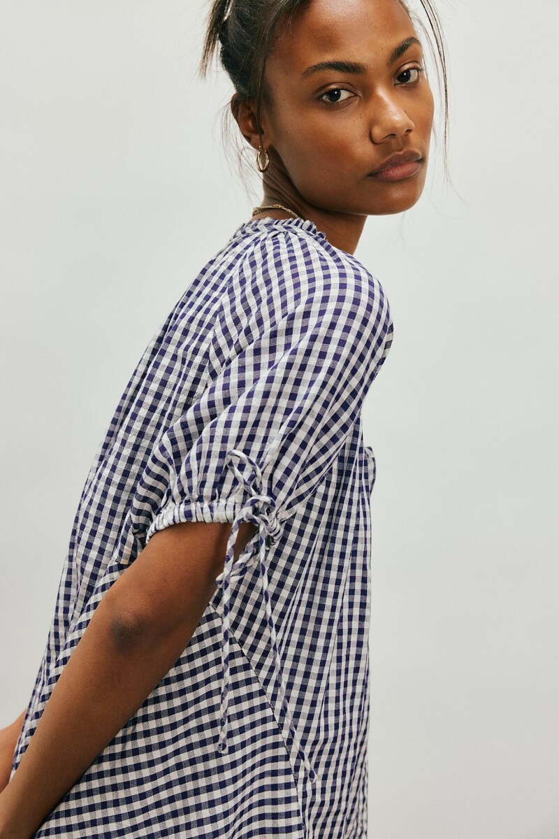 FARLEY GINGHAM TUNIC Azul