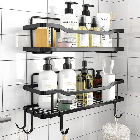 Set Estantes Organizador Baño Ducha Metal Adhesivo Ganchos Set Estantes Organizador Baño Ducha Metal Adhesivo Ganchos