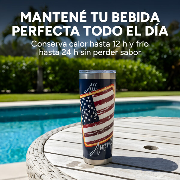 Vaso Térmico Tapa Antiderrames 650ml Aislante Frio Calor Color Azul