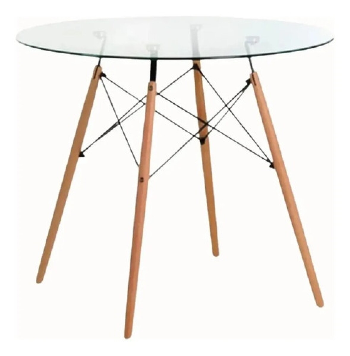 Mesa Comedor Cocina Eames Redonda Vidrio 90 Cm Premium Atrix - Transparente 