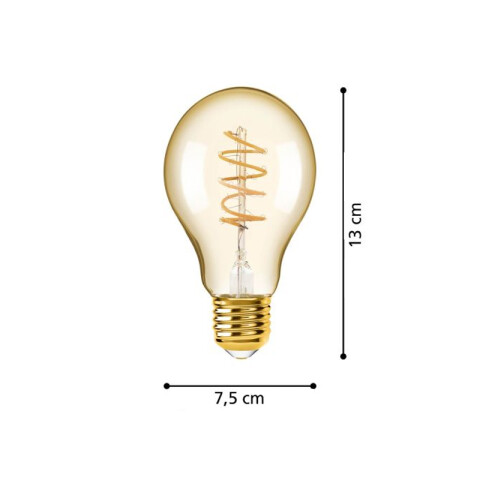 Lámpara LED ámbar A60 E27 4W cálida dimerizable EG5252