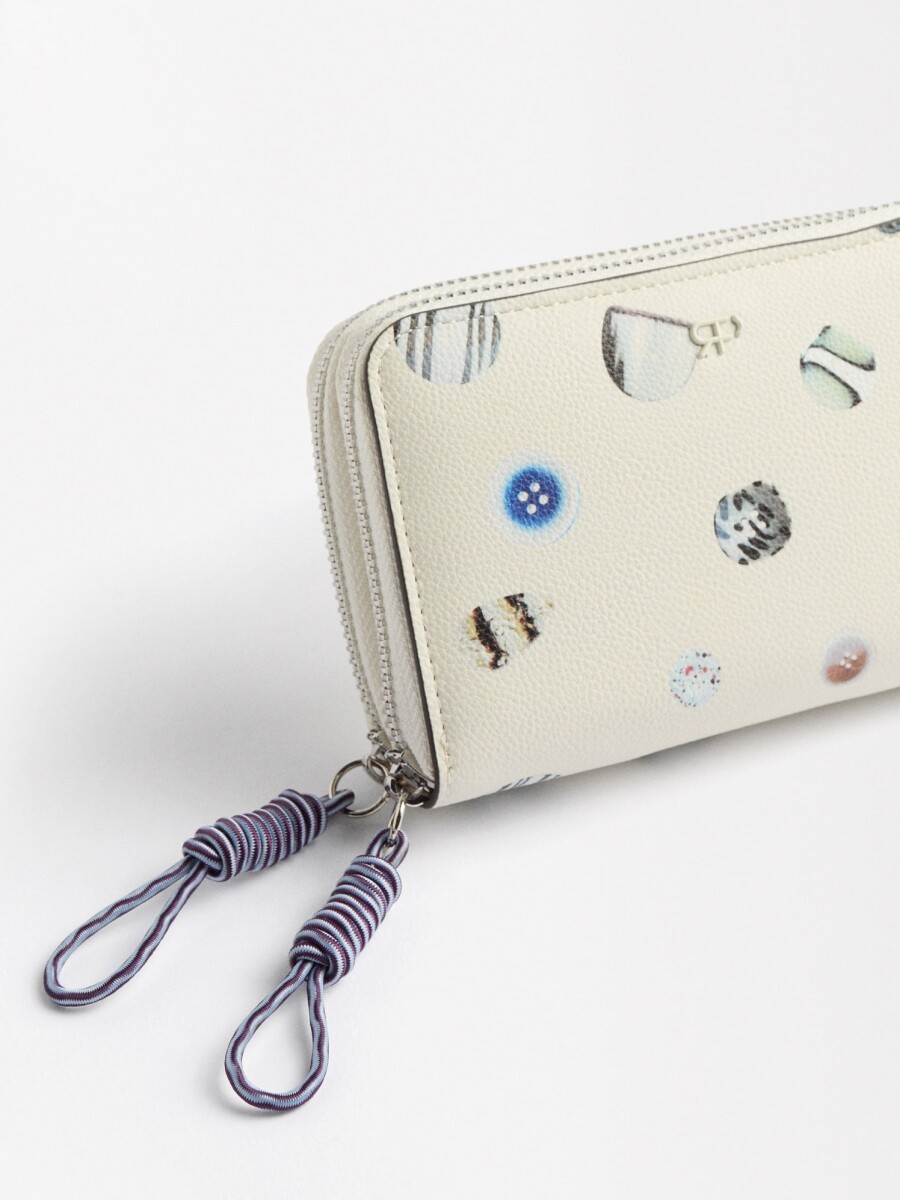 Cartera Estampada Con Cierre Doble crudo