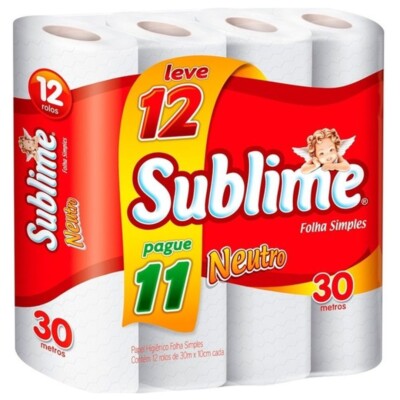 Papel Higiénico Sublime Una Hoja 30 MT X12 Papel Higiénico Sublime Una Hoja 30 MT X12