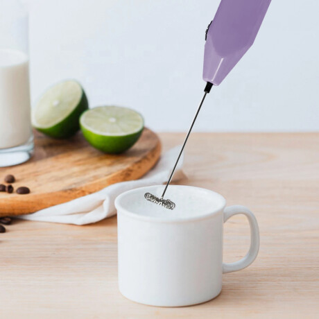 Batidor Espumador Multiuso Portátil Pilas AA Acero Inox Lila