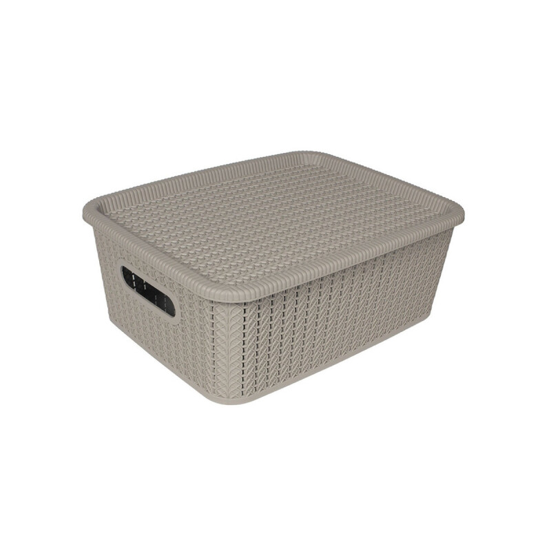 Caja organizadora símil ratán 12,5lt CAPPUCCINO