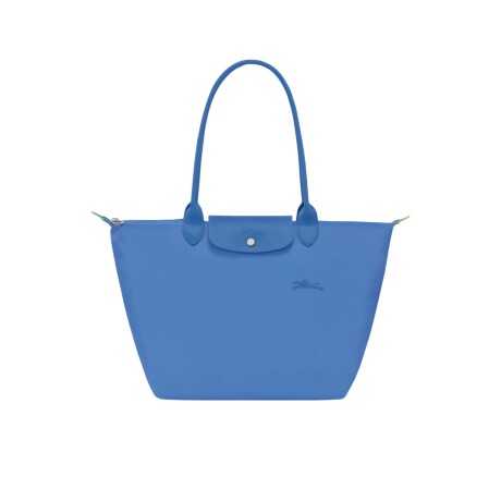 Longchamp -Cartera Longchamp plegable de nylon con cierre y asa larga, Le pliage L Celeste