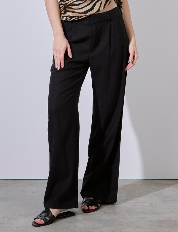 Pantalon Lino Wide NEGRO