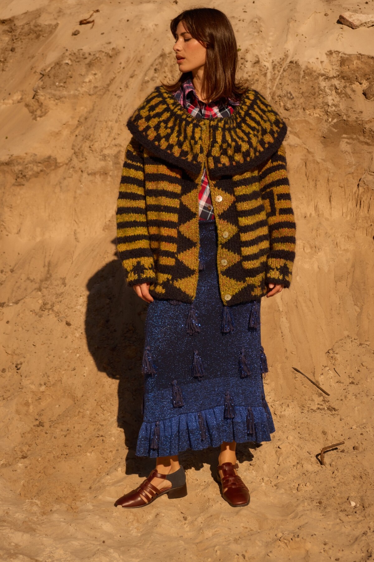 Eclectic Sweater Mostaza / Azul Marino