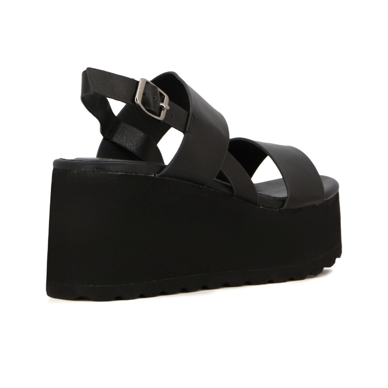 Sandalias Mujer Darkness Plataforma Con Dos Tiras Negro