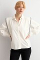 Camisa bordado en contraste blanco