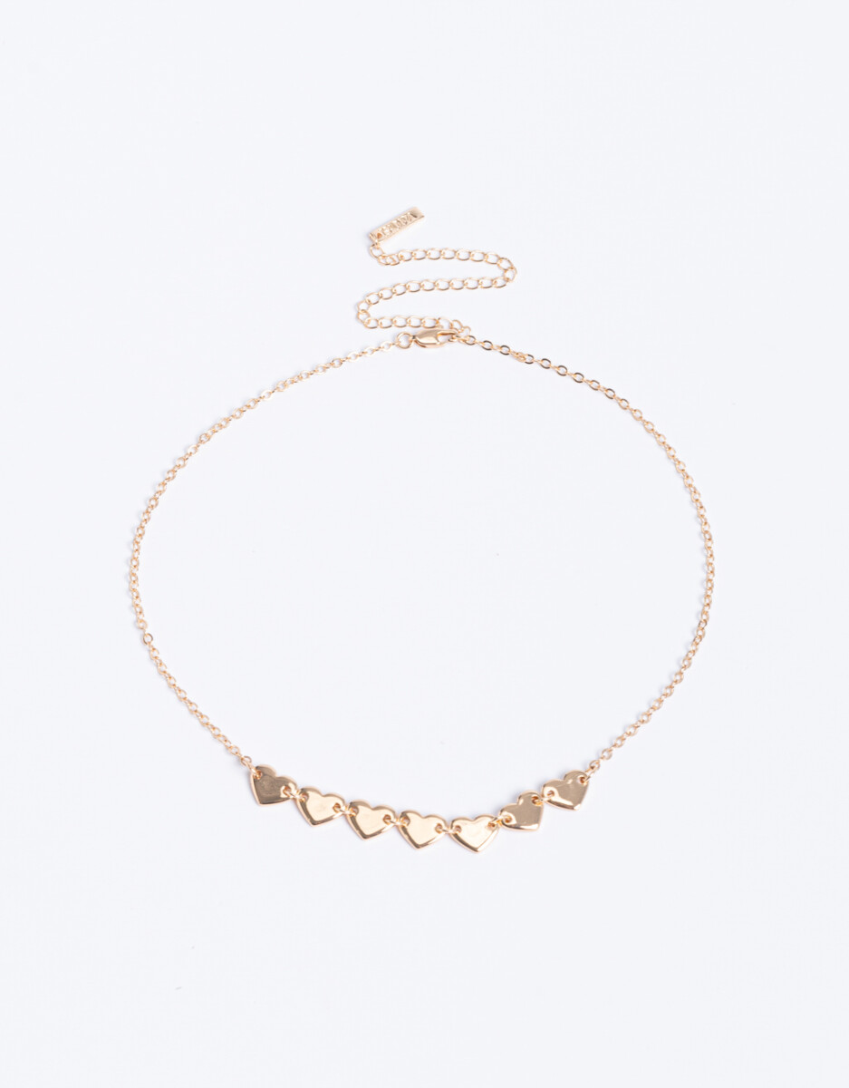 Collar Corto De Corazones Bañado En Oro 