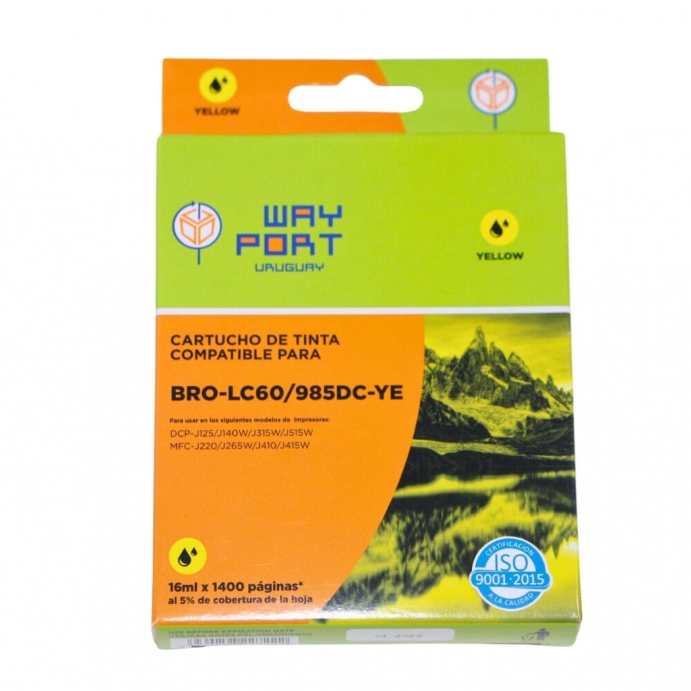 CARTUCHO PARA BROTHER LC60/J410 COLOR AMARILLO CARTUCHO PARA BROTHER LC60/J410 COLOR AMARILLO