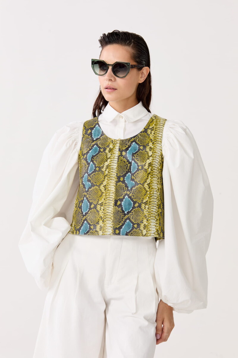 Top Vermont en gamuza Estampado Snake Azul
