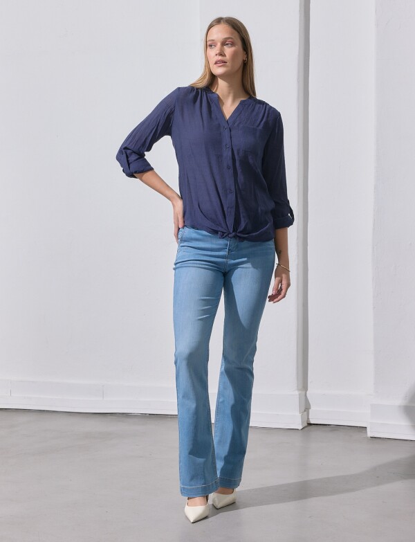 Blusa Nudo Botones AZUL