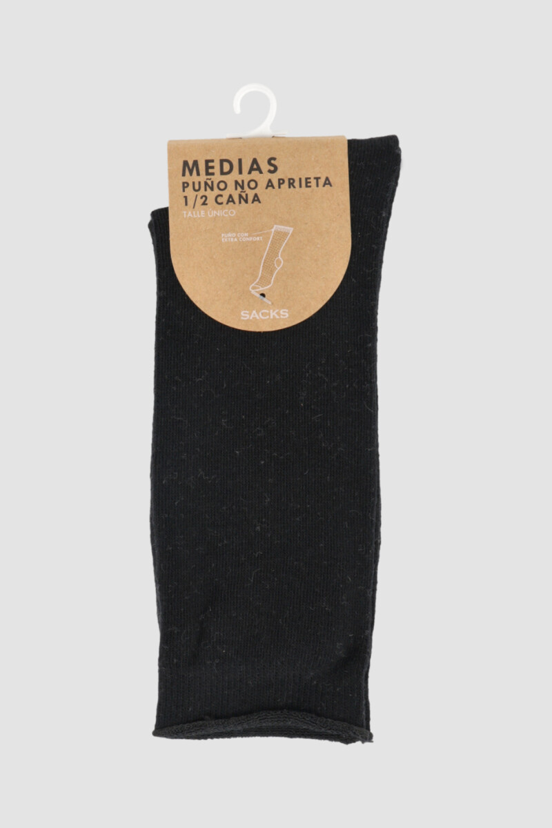 Medias de algodón lisa con sujecion suave en puño Negro