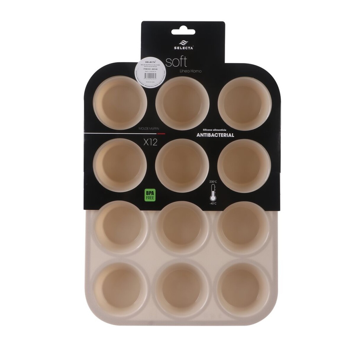 MOLDE MUFFIN X12 SILICONA 36X26.5X2CM BEIGE 