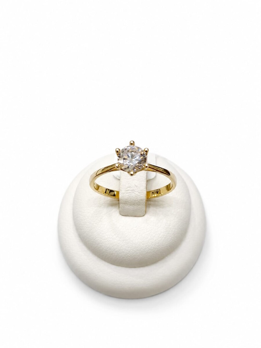 Anillo en oro 9k solitario con piedra zirconia 