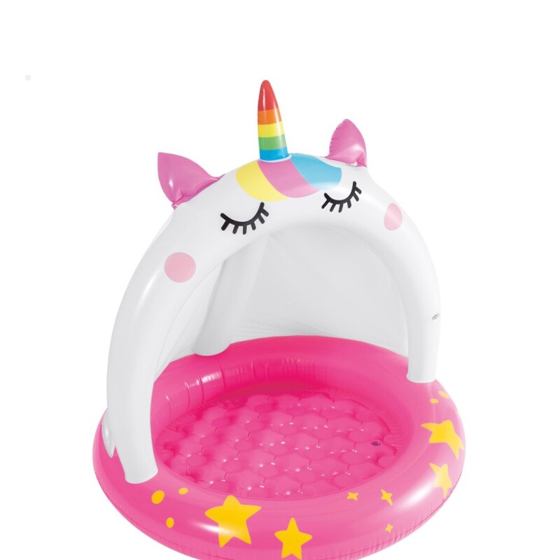 INTEX PISCINA UNICORNIO PARA BEBE PISO INFLABLE & PARASOL 102 X 102 CMS 45 LTS Intex Piscina Unicornio Para Bebe Piso Inflable & Parasol 102 X 102 Cms 45 Lts