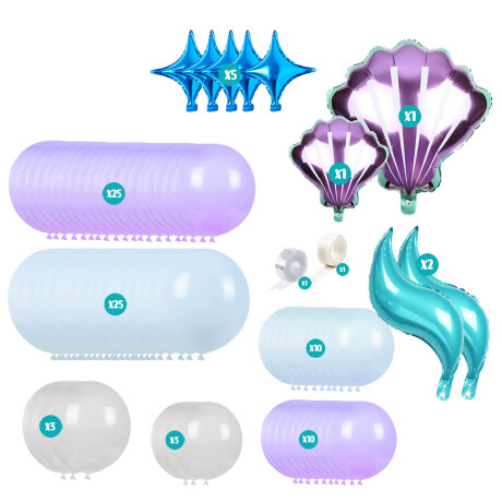Set Globos N17 Sirena 87p Decoración Arco Cumpleaños Set Globos N17 Sirena 87p Decoración Arco Cumpleaños