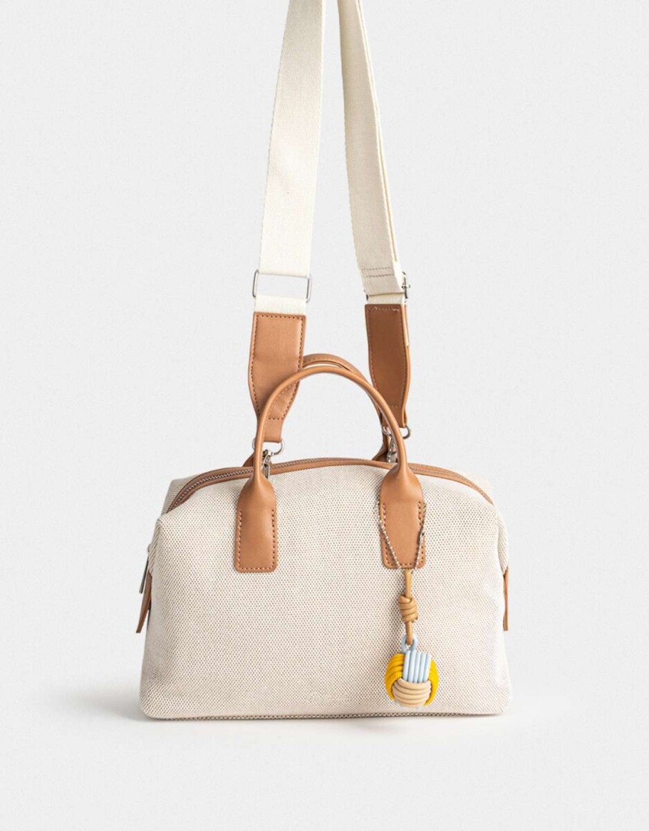 Cartera Bowling Con Charm - Blanco Crudo 