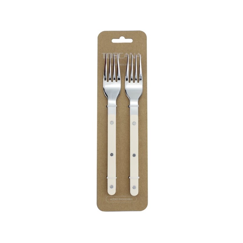 Set 2 Tenedores de Mesa Selecta Toscana 20 cm Mango Beige SET X2 TENEDOR DE MESA 20CM AC MANGO BEIGE TOSCANA